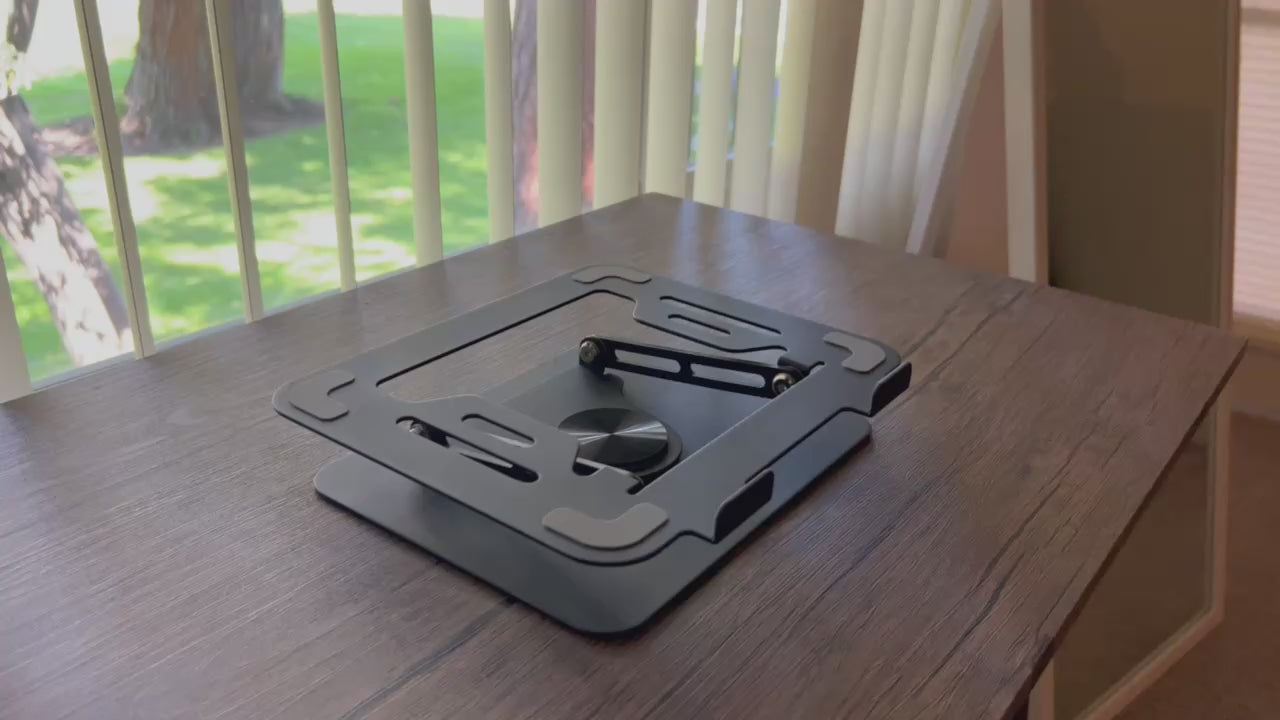 Laptop Stand Rotating On Desk, Side View